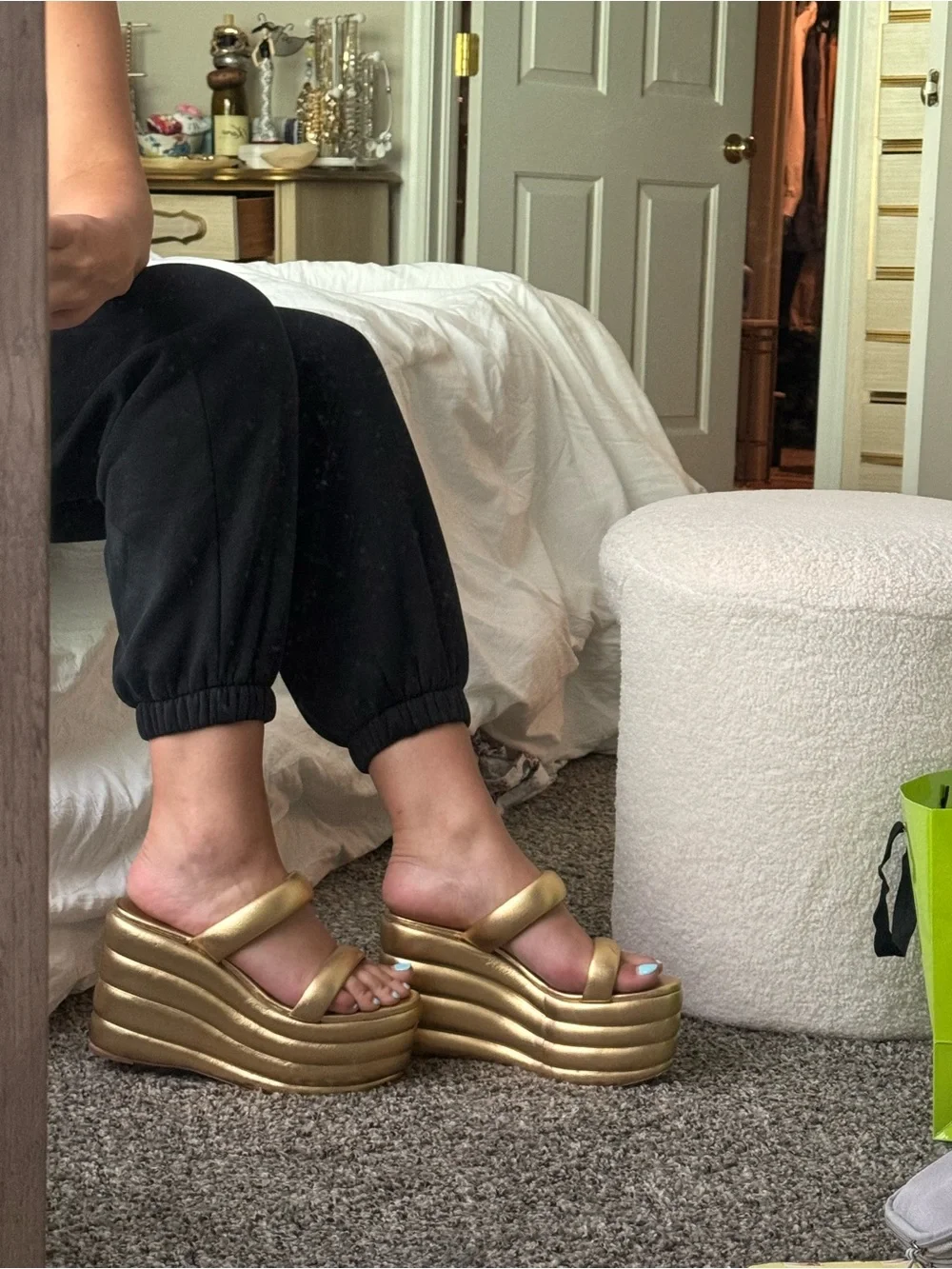 CULT GAIA Gold Platform Wedge Sandals